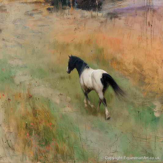 Wandering Piebald - horse landscape art print and canvas by Nathaniel Reed A.I