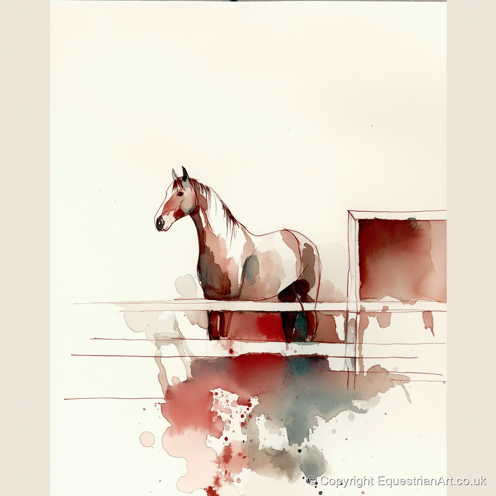Watching from the Rails - horse stable art print and canvas by Theodore Grant A.I