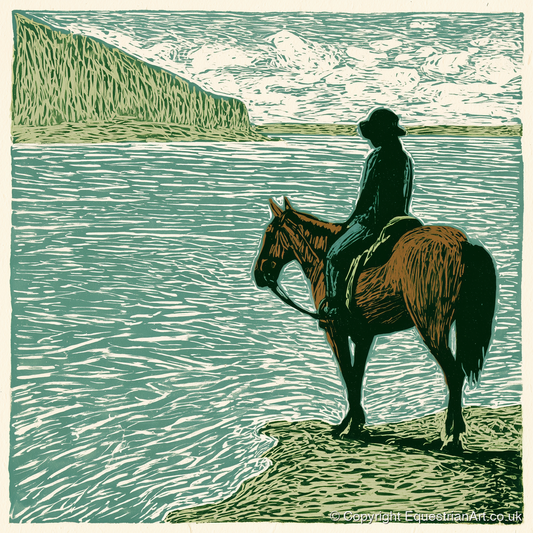 Watching the Tide - beach horse art print and canvas by Hector Sullivan A.I