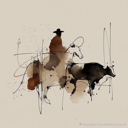 Western Shadows - western horse art print and canvas by Julian Vance A.I