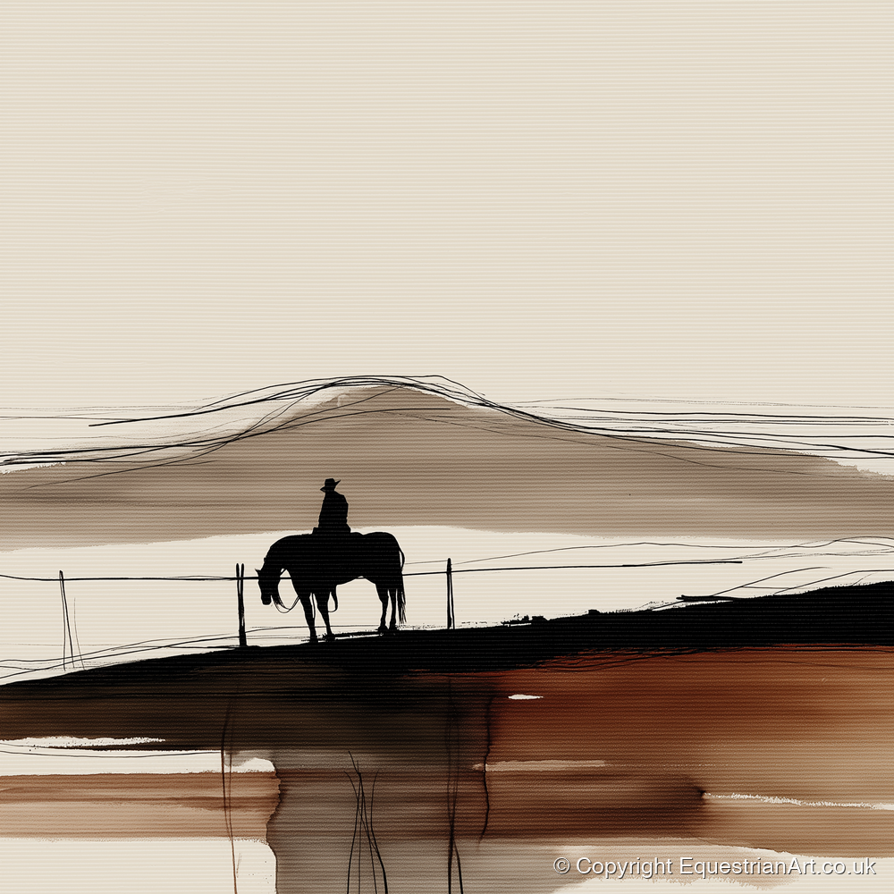 Western Solitude - western horse art print and canvas by Julian Vance A.I