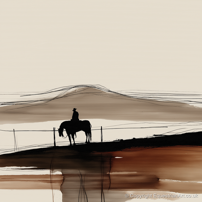 Western Solitude - western horse art print and canvas by Julian Vance A.I