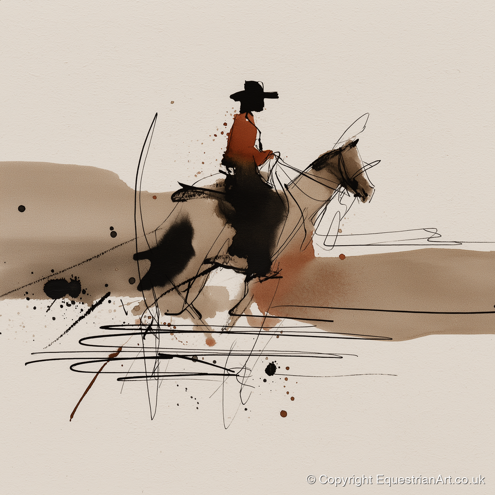 Western Trail Silhouette - western horse art print and canvas by Julian Vance A.I
