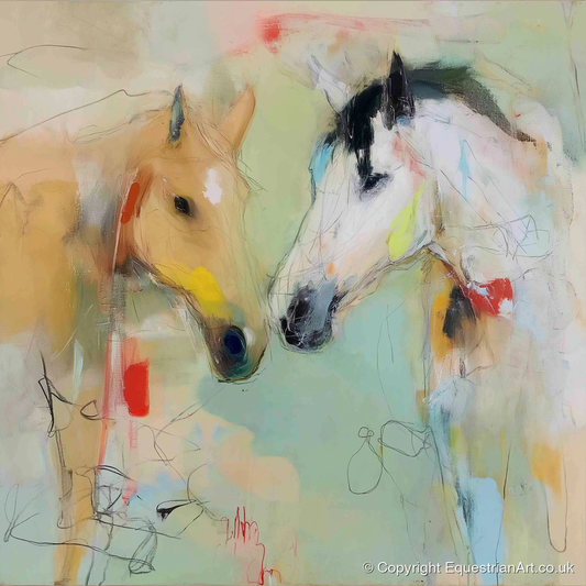 Whispered Secrets - horse portrait art print and canvas by Antonia Blythe A.I