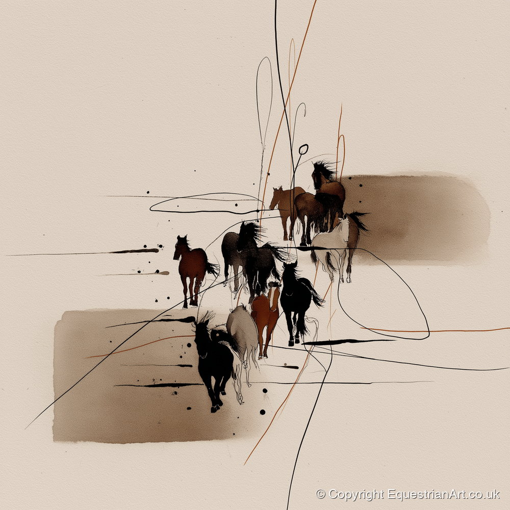Wild Herd Dynamics - wild horses art print and canvas by Julian Vance A.I