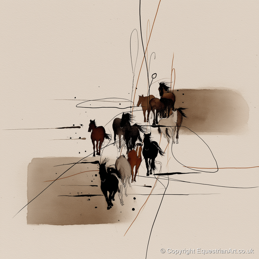 Wild Herd Dynamics - wild horses art print and canvas by Julian Vance A.I