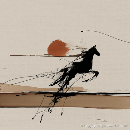 Wild Horizon Flight - wild horses art print and canvas by Julian Vance A.I