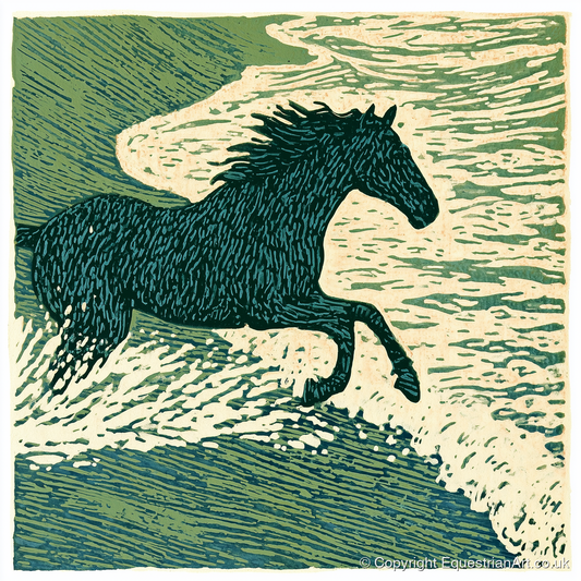 Wild Sea Canter - beach horse art print and canvas by Hector Sullivan A.I