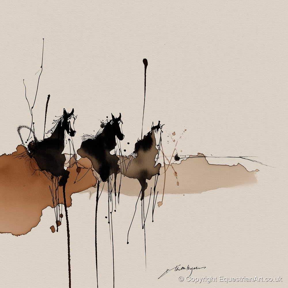 Wild Shadows - wild horses art print and canvas by Julian Vance A.I