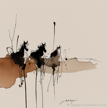Wild Shadows - wild horses art print and canvas by Julian Vance A.I