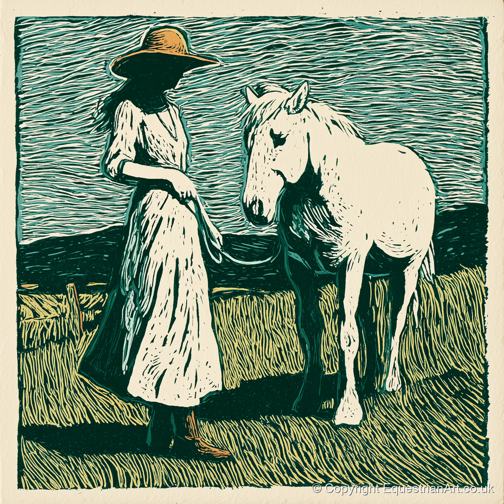 Windswept Companions - horse & rider art print and canvas by Hector Sullivan A.I