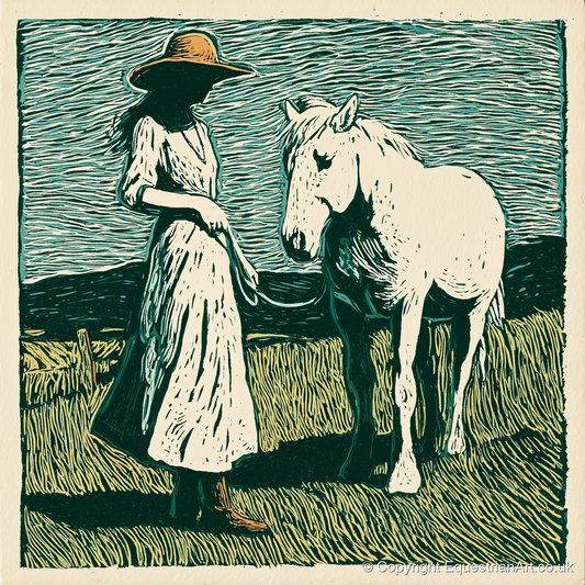 Windswept Companions - horse & rider art print and canvas by Hector Sullivan A.I