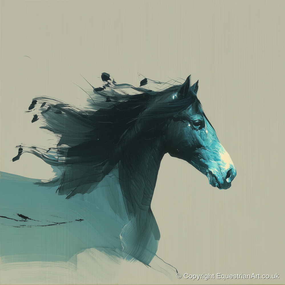 Windswept in Teal - horse breed art print and canvas by Callum Ross A.I