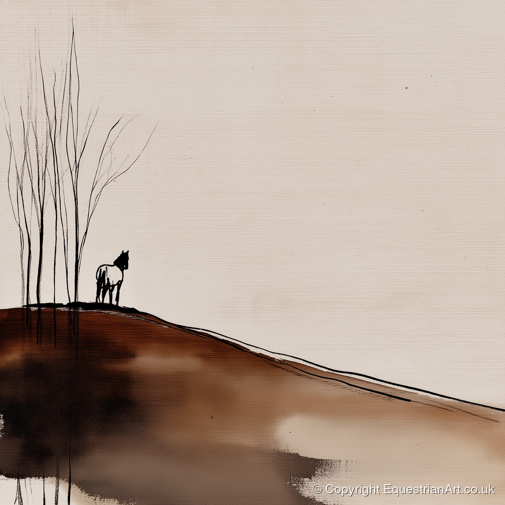 Winter Ridge Silhouette - horse landscape art print and canvas by Julian Vance A.I