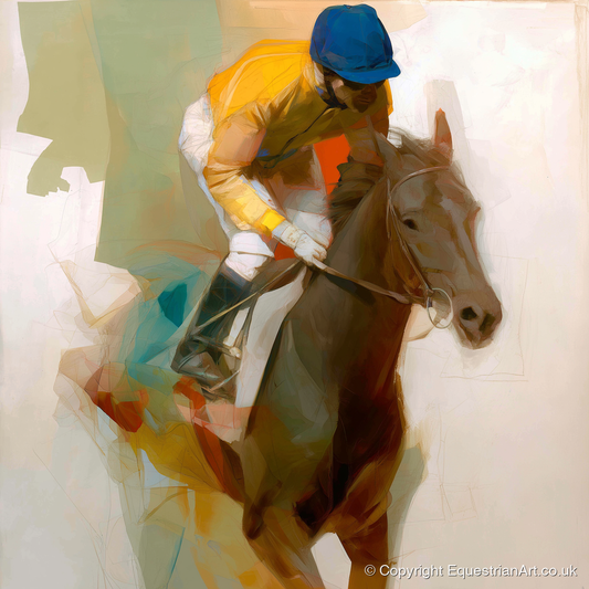 Yellow Silk Strike - racing horse art print and canvas by Silas Marlowe A.I